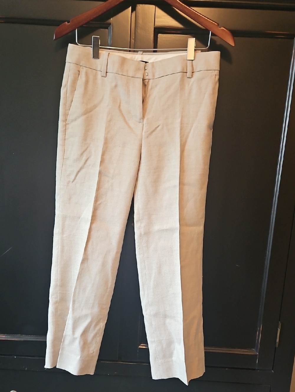 J. Crew Light Taupe Linen-Blend Cropped Pants